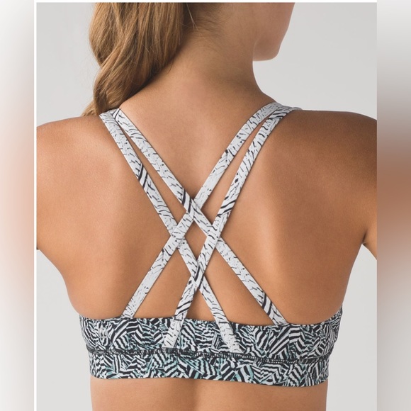 Lululemon Energy Bra (Nulux) in Dazzle 50g Alpine White Black Size 6 - Picture 1 of 7